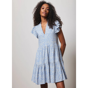 Mint Velvet Blue Spot Print Tiered Mini Dress